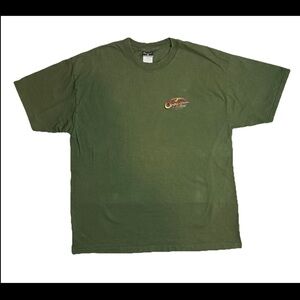 Hanes Beefy T OPNETWORK Y2K Graphic T-shirt Green‎ Short Sleeve Mens Large